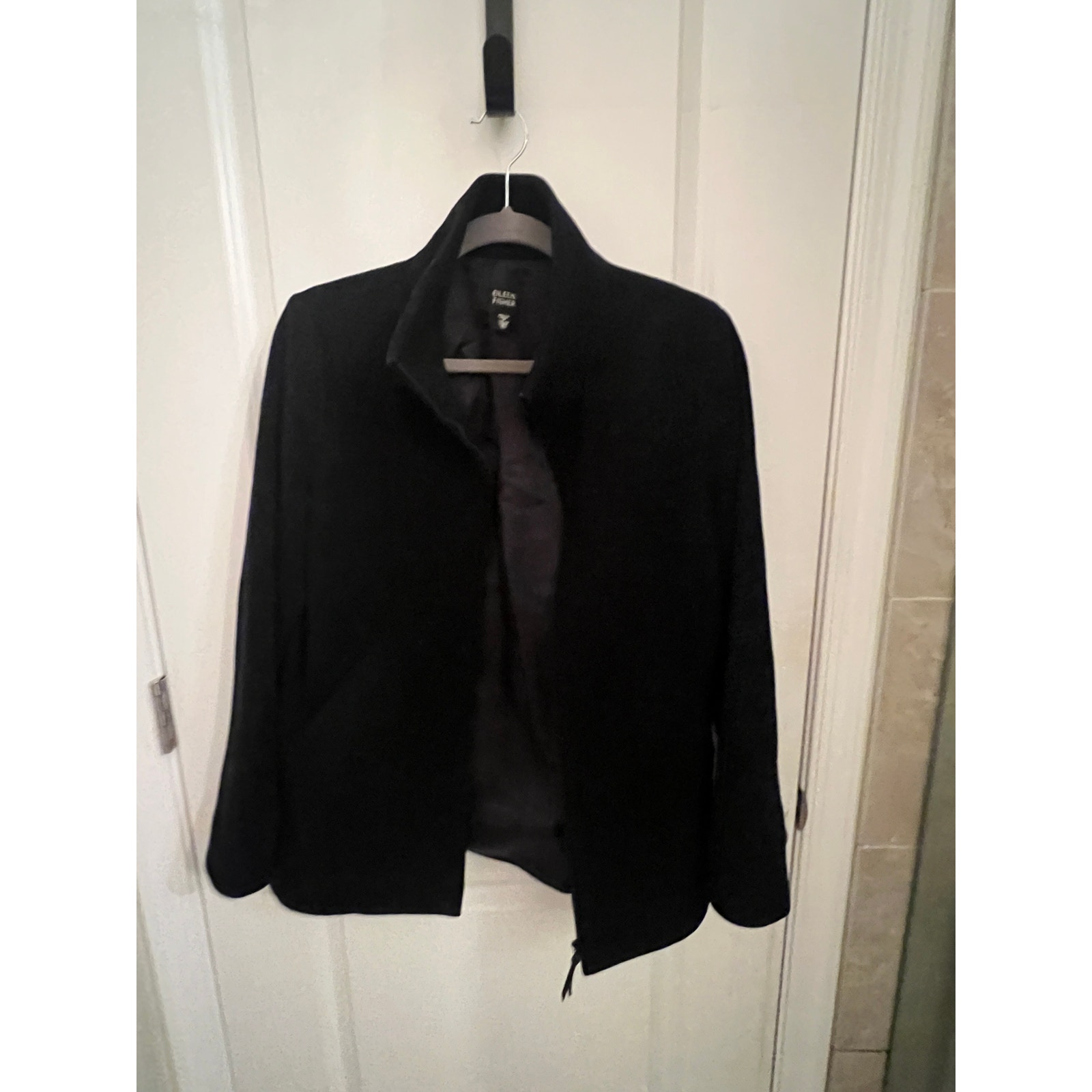 Eileen Fisher Women's 100% Wool Classic Collar Full Zip Jacket Xs Minimalist
